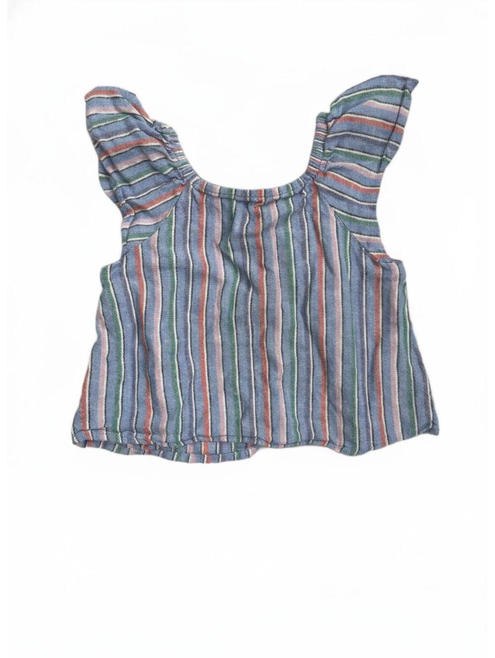 Gap Girls 2 Years Blue Rainbow Striped Ruffle Sleeve Boho Flutter Tank Top